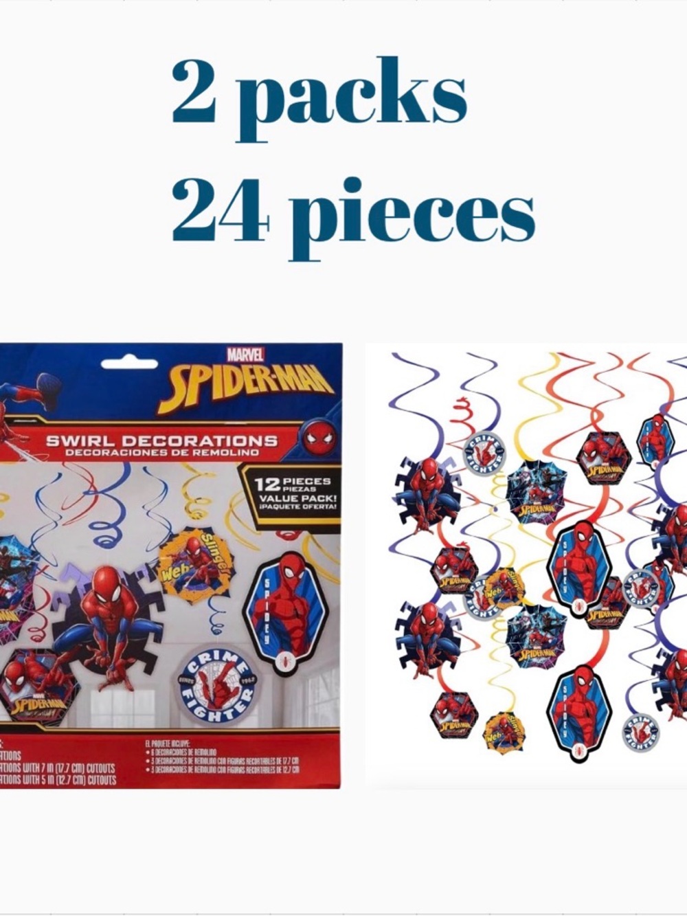 Marvel Spider-Man Party Swirl Decorations - Red, Blue